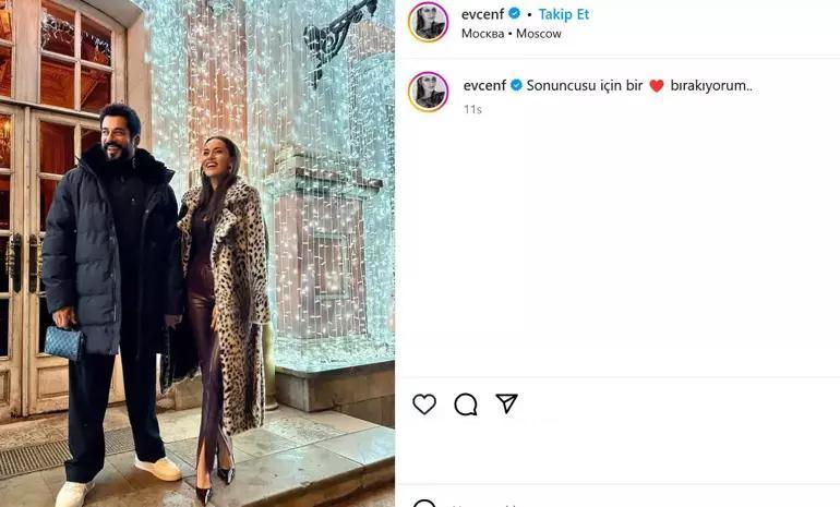 Fahriye Evcen yürek emojisi yaptı Burak Özçivit paylaşımla yanıt verdi