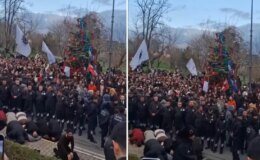 Yıldız Teknik Üniversitesi’nde yılbaşı ağacının önünde kavga çıktı